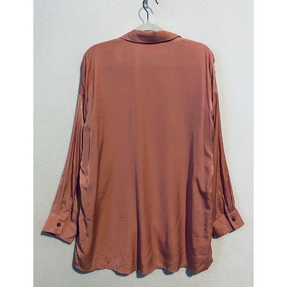 Everyday Chic Boutique Top Womens 1X Pink Beaded Fringe Button Up Western Boho - Picture 3 of 6